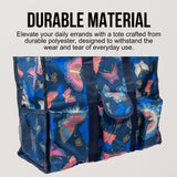 Utility Tote Bag with Zipper Top - Large Multipurpose Tote Organizer Bag - Butterfly Pink