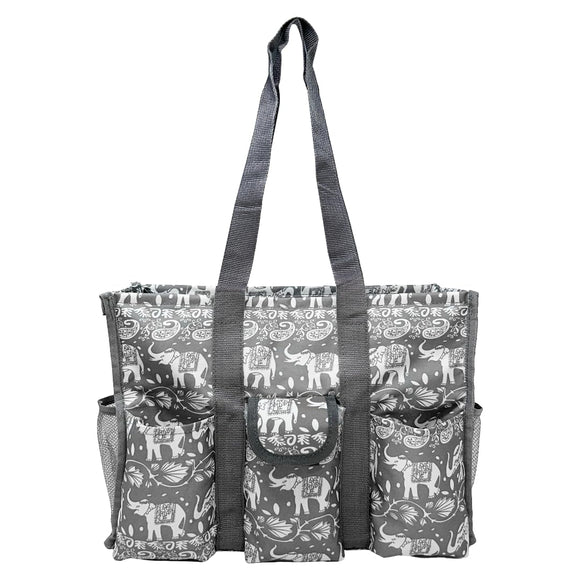 Utility Tote Bag with Zipper Top - Large Multipurpose Tote Organizer Bag - Elephant Gray