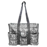 Utility Tote Bag with Zipper Top - Large Multipurpose Tote Organizer Bag - Elephant Gray