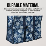 Utility Tote Bag with Zipper Top - Large Multipurpose Tote Organizer Bag - Navy Sunflower