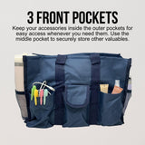 Utility Tote Bag with Zipper Top - Large Multipurpose Tote Organizer Bag - Navy Blue
