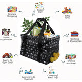 Large Utility Tote Bag - Oversized Collapsible Tote with Wire Frame - Includes 5x7 Bag with Hook - Dog Paw