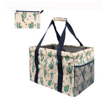 Large Utility Tote Bag - Oversized Collapsible Tote with Wire Frame - Includes 5x7 Bag with Hook - Cactus Beige