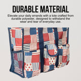 Utility Tote Bag with Zipper Top - Large Multipurpose Tote Organizer Bag - Flag