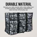 Utility Tote Bag with Zipper Top - Large Multipurpose Tote Organizer Bag - Elephant Black