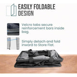 Large Utility Tote Bag - Oversized Collapsible Tote with Wire Frame - Includes 5x7 Bag with Hook - Black