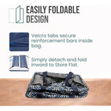 Large Utility Tote Bag - Oversized Collapsible Tote with Wire Frame - Includes 5x7 Bag with Hook - Navy Floral