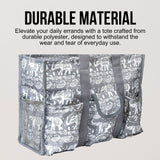 Utility Tote Bag with Zipper Top - Large Multipurpose Tote Organizer Bag - Elephant Gray