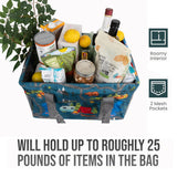 Large Utility Tote Bag - Oversized Collapsible Tote with Wire Frame - Includes 5x7 Bag with Hook - Camping