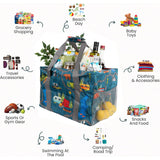 Large Utility Tote Bag - Oversized Collapsible Tote with Wire Frame - Includes 5x7 Bag with Hook - Camping