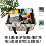 Large Utility Tote Bag - Oversized Collapsible Tote with Wire Frame - Includes 5x7 Bag with Hook - Cactus Beige