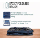 Large Utility Tote Bag - Oversized Collapsible Tote with Wire Frame - Includes 5x7 Bag with Hook - Navy Blue