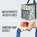 Large Utility Tote Bag - Oversized Collapsible Tote with Wire Frame - Includes 5x7 Bag with Hook - Cactus Beige