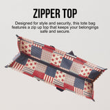 Utility Tote Bag with Zipper Top - Large Multipurpose Tote Organizer Bag - Flag