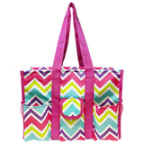 Utility Tote Bag with Zipper Top - Large Multipurpose Tote Organizer Bag - Chevron Multi