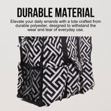 Utility Tote Bag with Zipper Top - Large Multipurpose Tote Organizer Bag - Geo Black