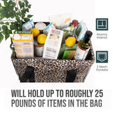 Large Utility Tote Bag - Oversized Collapsible Tote with Wire Frame - Includes 5x7 Bag with Hook - Leopard