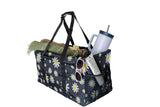 Extra Large Utility Tote Bag - Oversized Collapsible Pool Beach Canvas Basket - Daisy