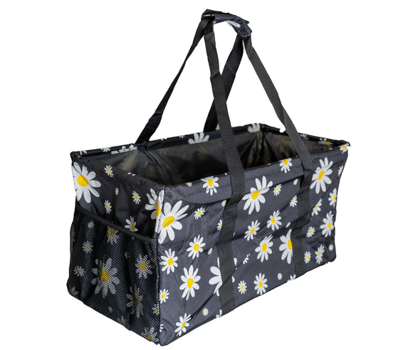 Extra Large Utility Tote Bag - Oversized Collapsible Pool Beach Canvas Basket - Daisy
