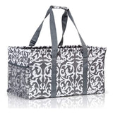 Extra Large Utility Tote Bag - Oversized Collapsible Pool Beach Canvas Basket - Damask Gray