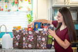 Extra Large Utility Tote Bag - Oversized Collapsible Pool Beach Canvas Basket - Brown Daisy