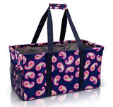 Extra Large Utility Tote Bag - Oversized Collapsible Pool Beach Canvas Basket - Paisley Pink