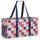 Extra Large Utility Tote Bag - Oversized Collapsible Pool Beach Canvas Basket - Patriotic