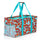 Extra Large Utility Tote Bag - Oversized Collapsible Pool Beach Canvas Basket - Flowers in Blue