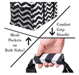 Extra Large Utility Tote Bag - Oversized Collapsible Pool Beach Canvas Basket - Chevron Black