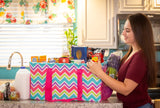 Extra Large Utility Tote Bag - Oversized Collapsible Pool Beach Canvas Basket - Chevron Multi