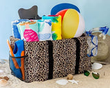 Extra Large Utility Tote Bag - Oversized Collapsible Pool Beach Canvas Basket - Leopard