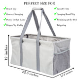 Extra Large Utility Tote Bag - Oversized Collapsible Pool Beach Canvas Basket - Gray