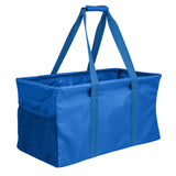 Extra Large Utility Tote Bag - Oversized Collapsible Pool Beach Canvas Basket - Blue