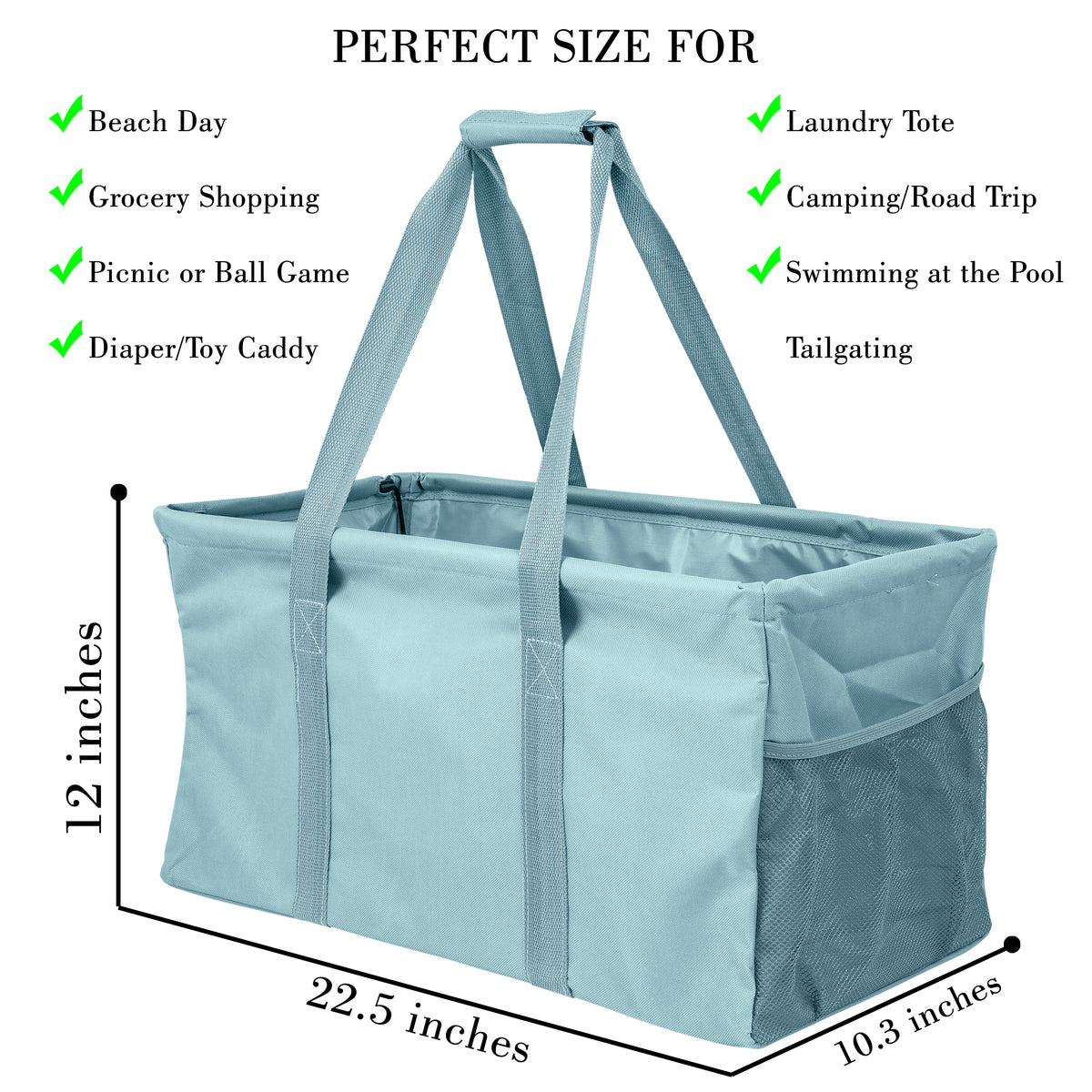 Extra Large Utility Tote Bag - Oversized Collapsible Pool Beach Canvas ...