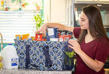 Extra Large Utility Tote Bag - Oversized Collapsible Pool Beach Canvas Basket - Blue Snowflake