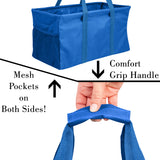 Extra Large Utility Tote Bag - Oversized Collapsible Pool Beach Canvas Basket - Blue