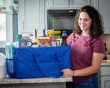 Extra Large Utility Tote Bag - Oversized Collapsible Pool Beach Canvas Basket - Blue