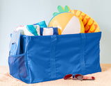 Extra Large Utility Tote Bag - Oversized Collapsible Pool Beach Canvas Basket - Blue