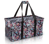 Extra Large Utility Tote Bag - Oversized Collapsible Pool Beach Canvas Basket - Paisley Multi
